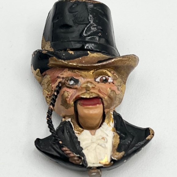 Antique Edgar Bergen Charlie McCarthy Enamel Fur Clip - Picture 2 of 7